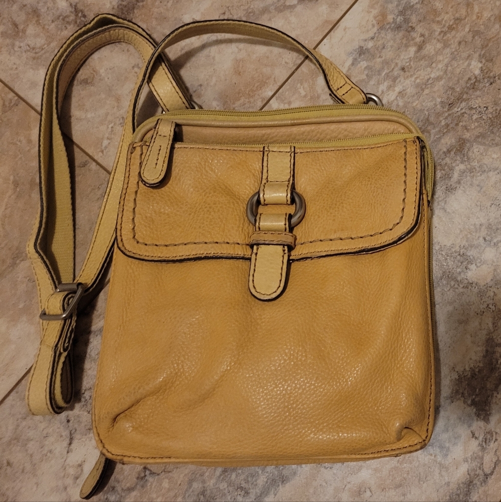 Fossil Light Tan Genuine Leather Crossbody